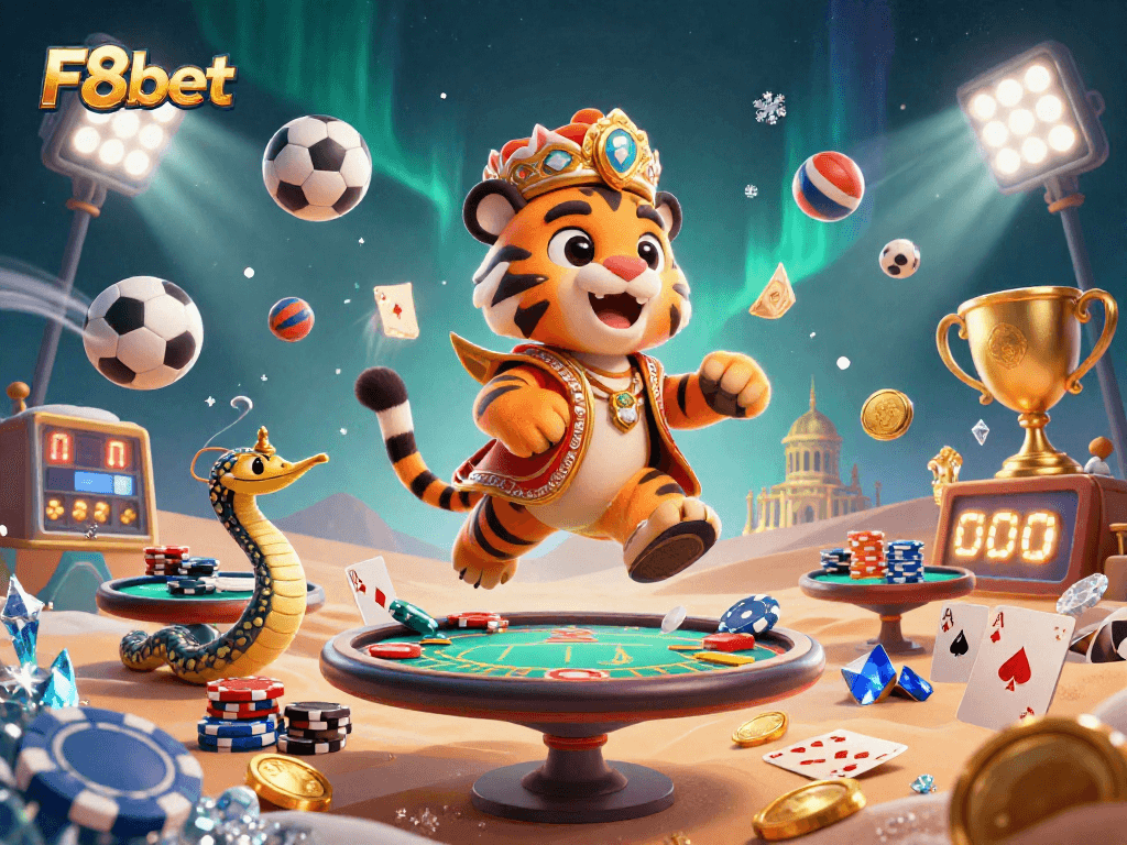 Winning at F8bet with strategic poker tactics and vibrant casino elements in 3D illustration