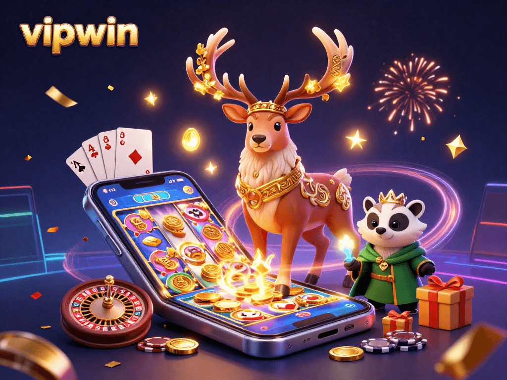 Spin and win at vipwin with colorful slot games and magical characters in a captivating scene.