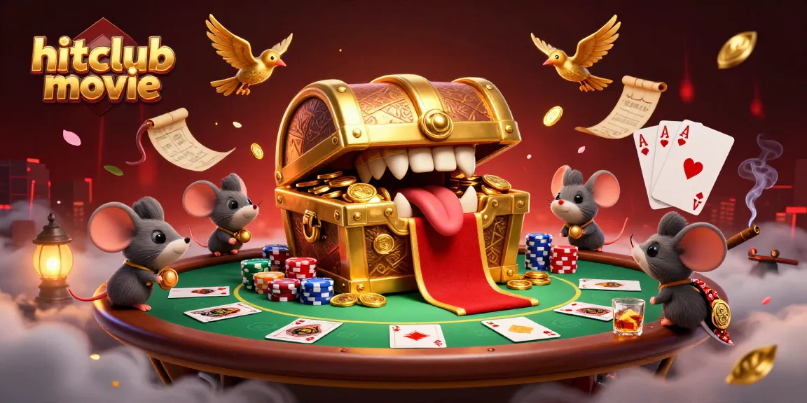 Engaging scene of hitclub movie with adventurer mice and a treasure chest, showcasing animated casino action.