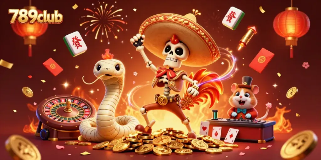 Enjoy thrilling gameplay at 789club with lively characters celebrating wins in a vibrant casino atmosphere.