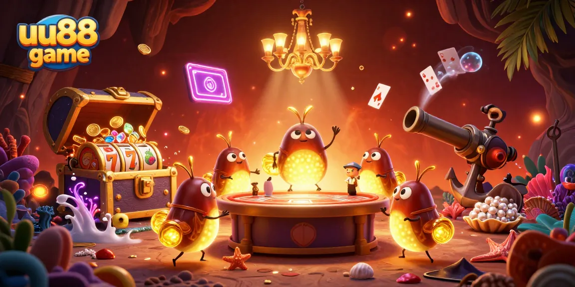 Experience exhilarating gameplay with uu88 game in a vibrant, bioluminescent casino scene.