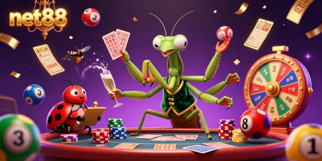 Experience excitement with net88 in a vibrant casino scene featuring lively characters and appealing game elements.