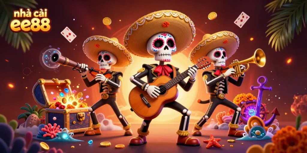 Experience thrilling action with nhà cái ee88 in this vibrant 3D casino illustration.