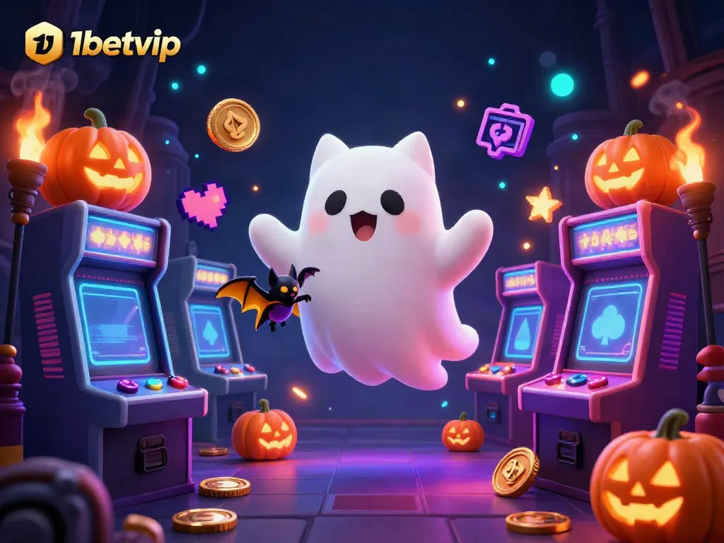 Engage with thrilling casino adventures featuring 11betvip's ghost cat in a vibrant, haunted gaming scene.