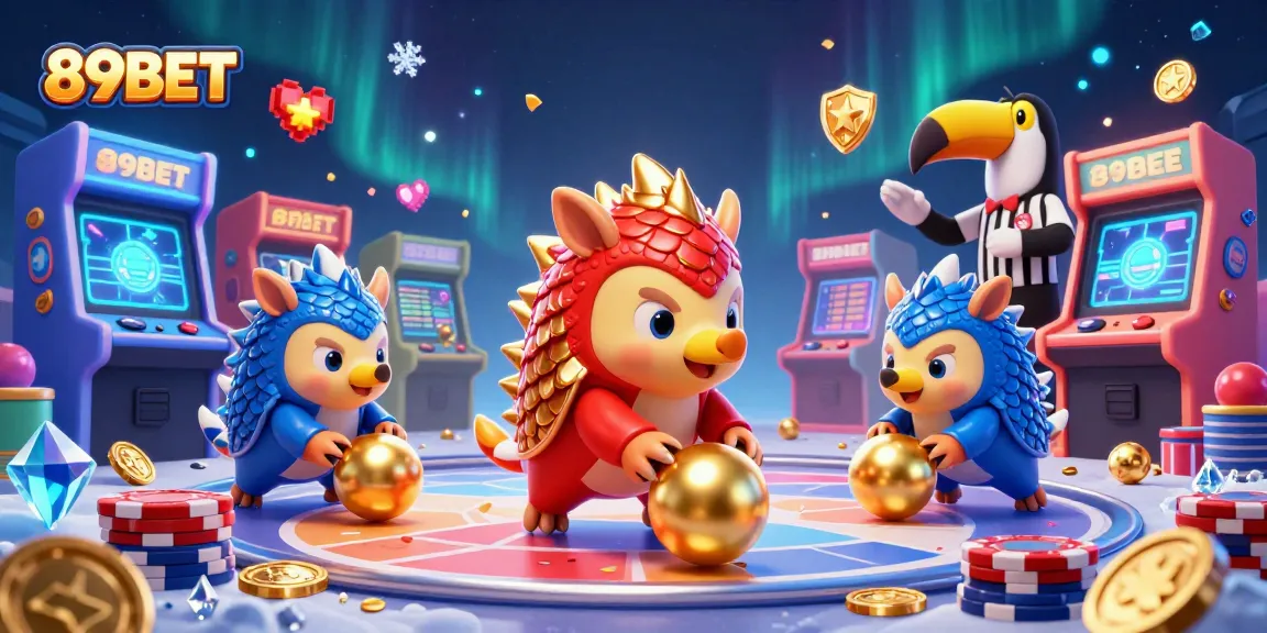 Experience thrilling gaming adventures with 89BET's dynamic casino illustration featuring colorful pangolins.