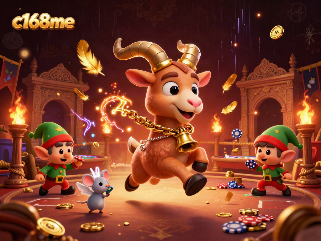 Engage in festive gaming at c168me with Krampus, angel mouse, and elf gremlins stealing poker chips.