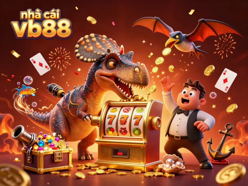 Experience the exciting выигрыш at nhà cái vb88 with dynamic scenes of dinosaurs and casinos.