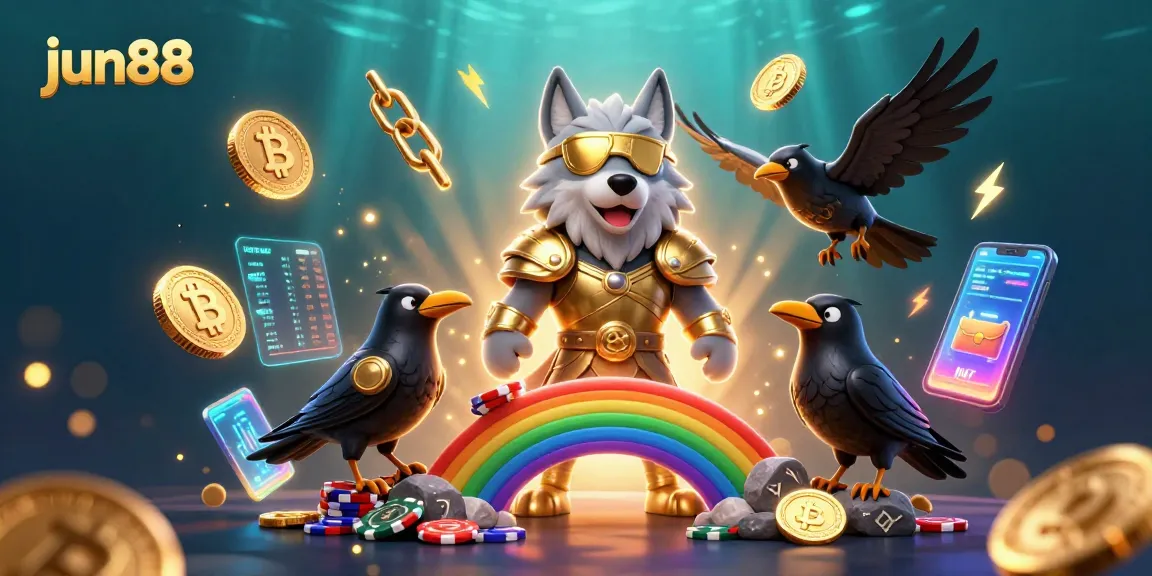 Experience thrilling gameplay with jun88, featuring Odin and ravens on a vibrant casino-themed scene.