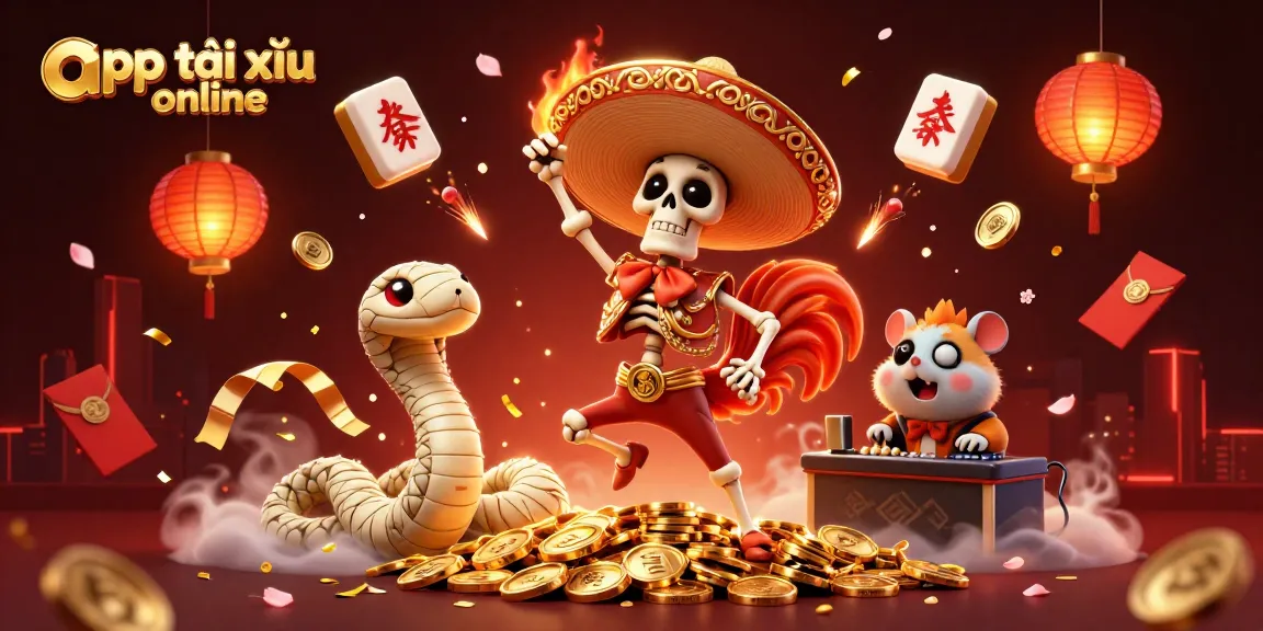 Experience exciting gameplay in the app tài xỉu online while surrounded by celebratory elements and characters.