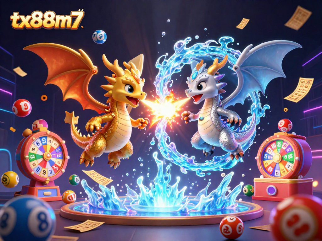 Win big with tx88m7 in this exciting 3D dragon-themed lottery illustration.