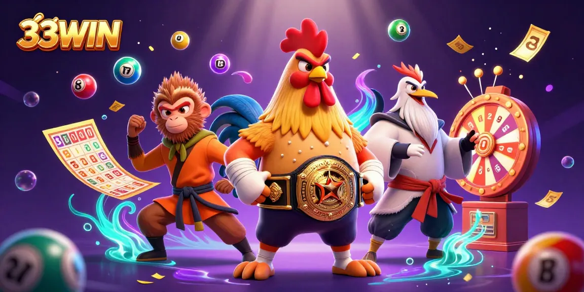 Experience the thrill of 33WIN with vibrant game elements and dynamic characters in action.