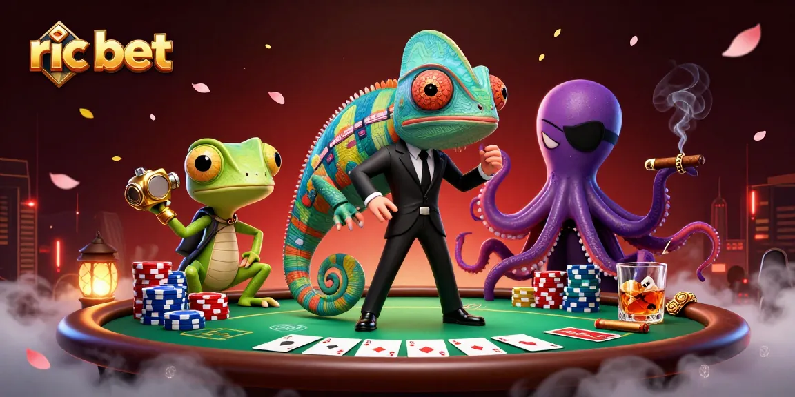 Engage with ric bet's thrilling casino action featuring dynamic poker elements and vibrant characters.