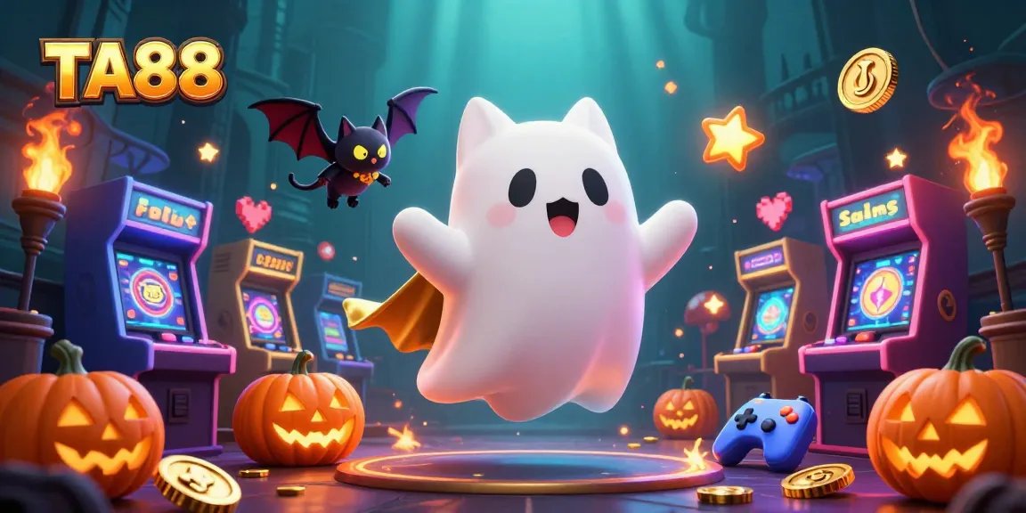 TA88 showcases a friendly ghost cat in a haunted casino, engaging with thrilling game elements.