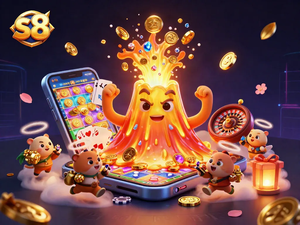 Experience the excitement of s8 with a vibrant casino scene full of winning treasures and gameplay elements.