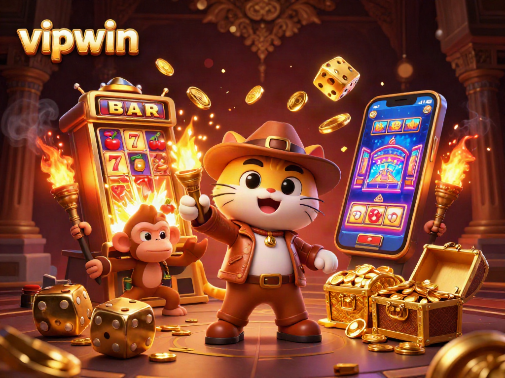 Experience thrilling wins at vipwin with a cat explorer uncovering casino treasures.