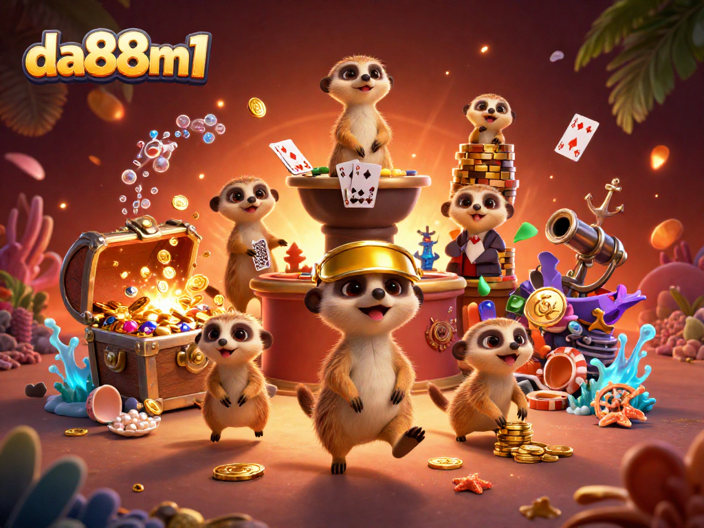 Engage with the lively scene of meerkats at da88m1 casino bursting with treasure and excitement.