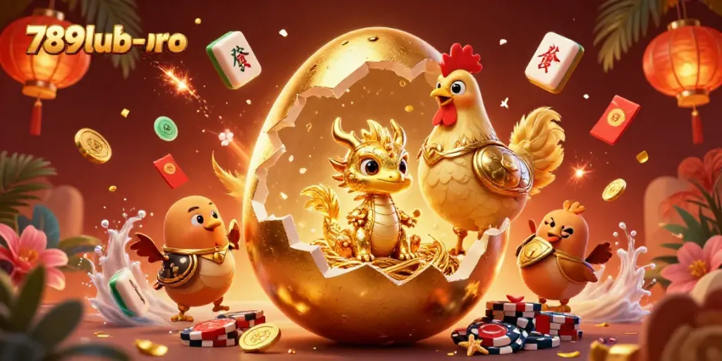 Experience thrilling moments at 789lub-pro as a golden dragon emerges from a casino-themed egg.