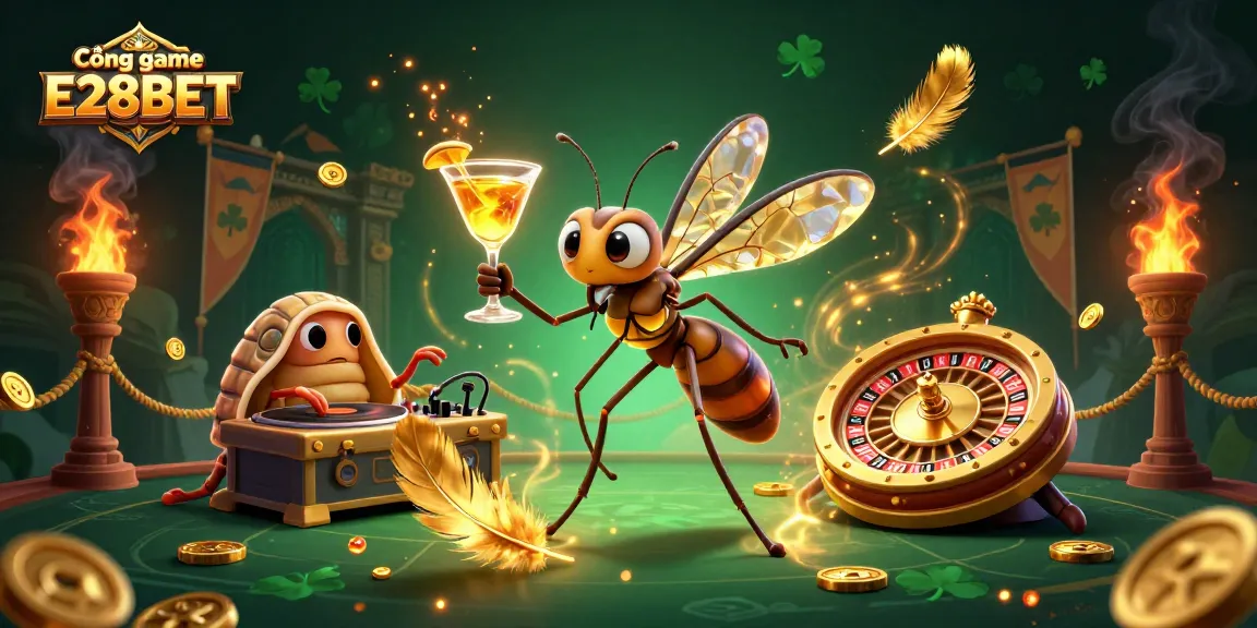 Experience thrilling action in the Cổng game E28BET with vibrant casino elements and animated characters.