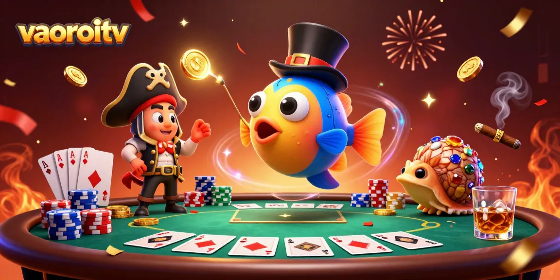 Engage in thrilling gaming with vaoroitv, featuring unique gambling characters and vibrant casino elements.