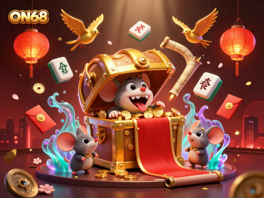 Engage in the riches of ON68 with explosive fortunes in a vibrant 3D casino scene.