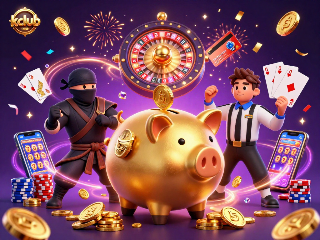 Kclub features exciting gaming action with golden coins and a lively atmosphere, promoting dynamic play.