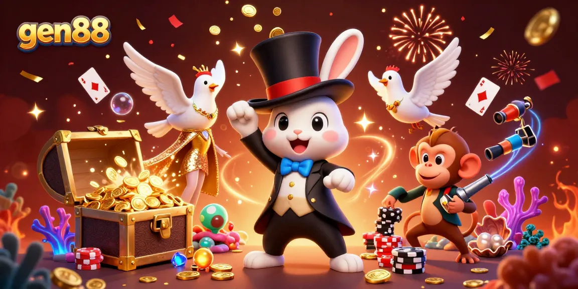 Experience winning moments with gen88 in a vibrant casino scene full of excitement and game treasures.