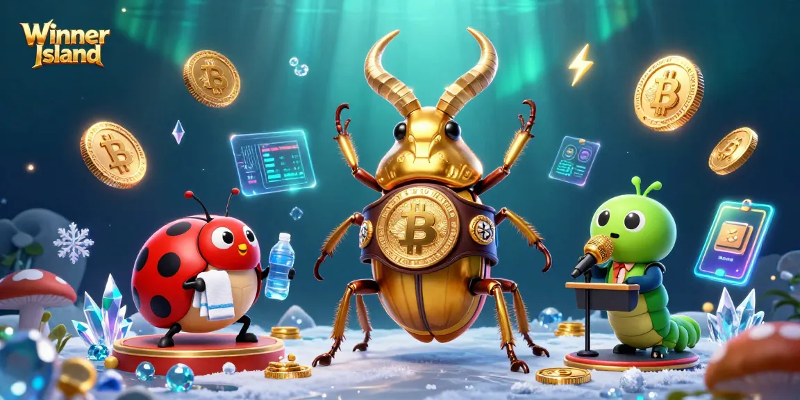 Experience the thrill of Winner Island Casino with vibrant 3D characters and crypto elements in an exciting gambling setting.