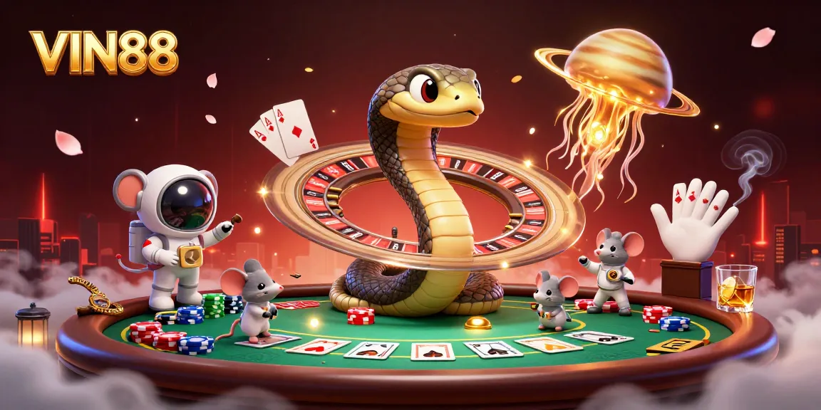 Experience the thrill of VIN88 as tiny mice bet on a cosmic roulette with vibrant characters.