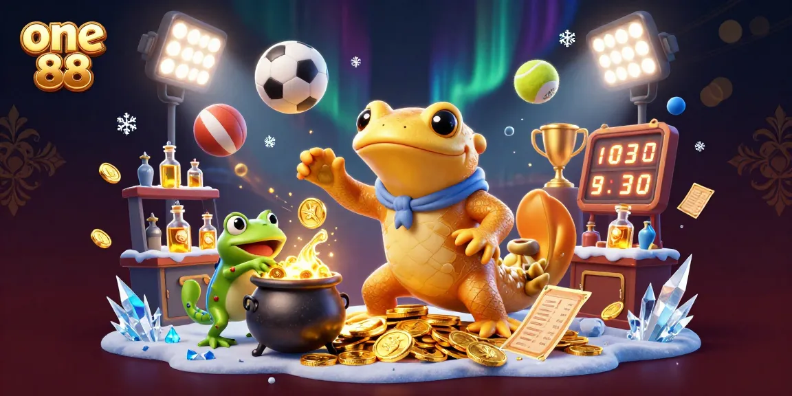 Win big at one 88 with a vibrant 3D casino fantasy illustration featuring dynamic action and golden treasures.