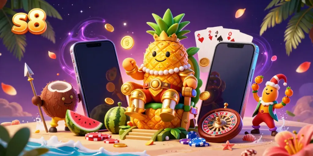Experience exciting slot games at s8 with a vibrant casino scene featuring characters and dynamic game elements.