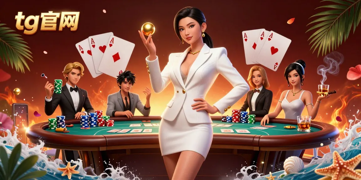 在赌场与扑克游戏中，一位自信的女性手持轮盘球，尽享tg官网的丰厚奖金。