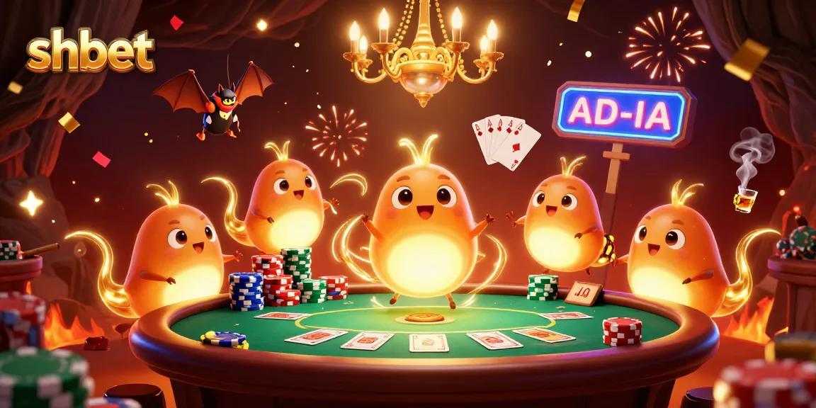 shbet illuminates the exciting world of gambling with glowworms creating a lively casino scene.