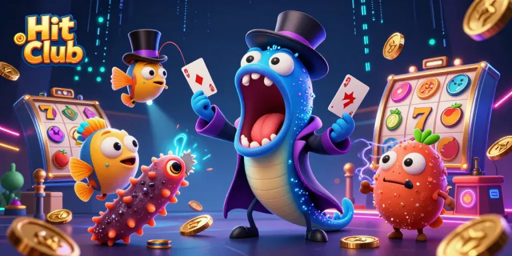 Experience the thrill of Hit Club with vibrant slot machines and magical sea creatures.