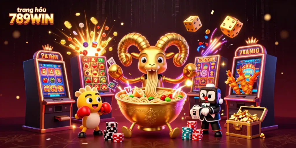 Experience a thrilling scene at trang chủ 789WIN with vibrant characters enjoying casino games and big wins.