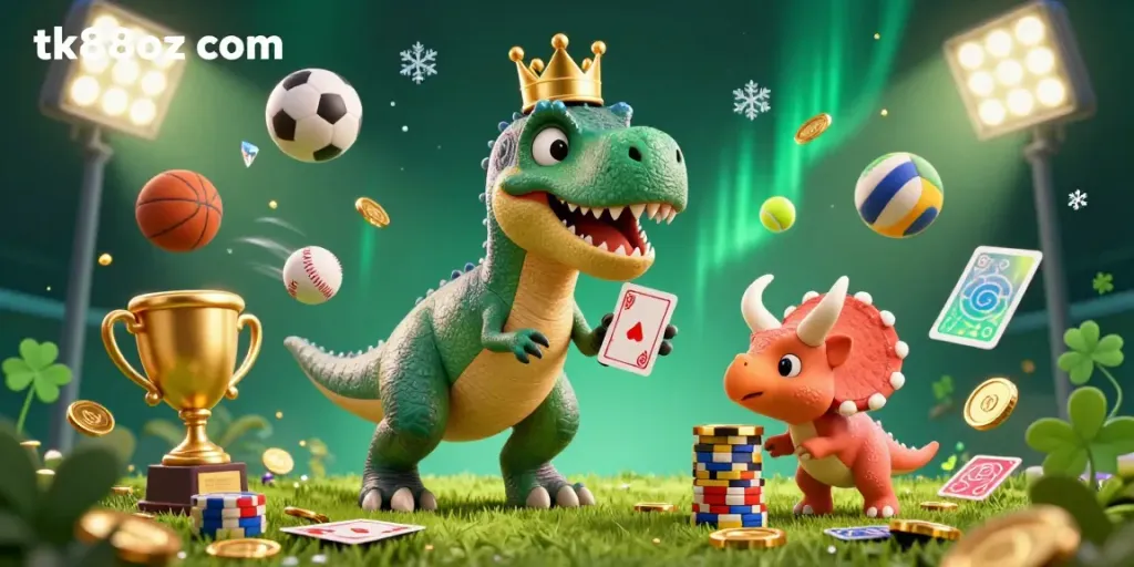 Experience thrilling games at tk88oz com with an engaging 3D animated casino scene packed with action and energy.