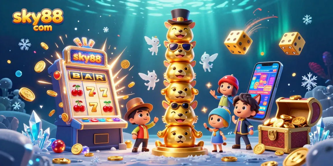 Win big with sky88 com at this vibrant casino scene featuring dynamic slots and games.