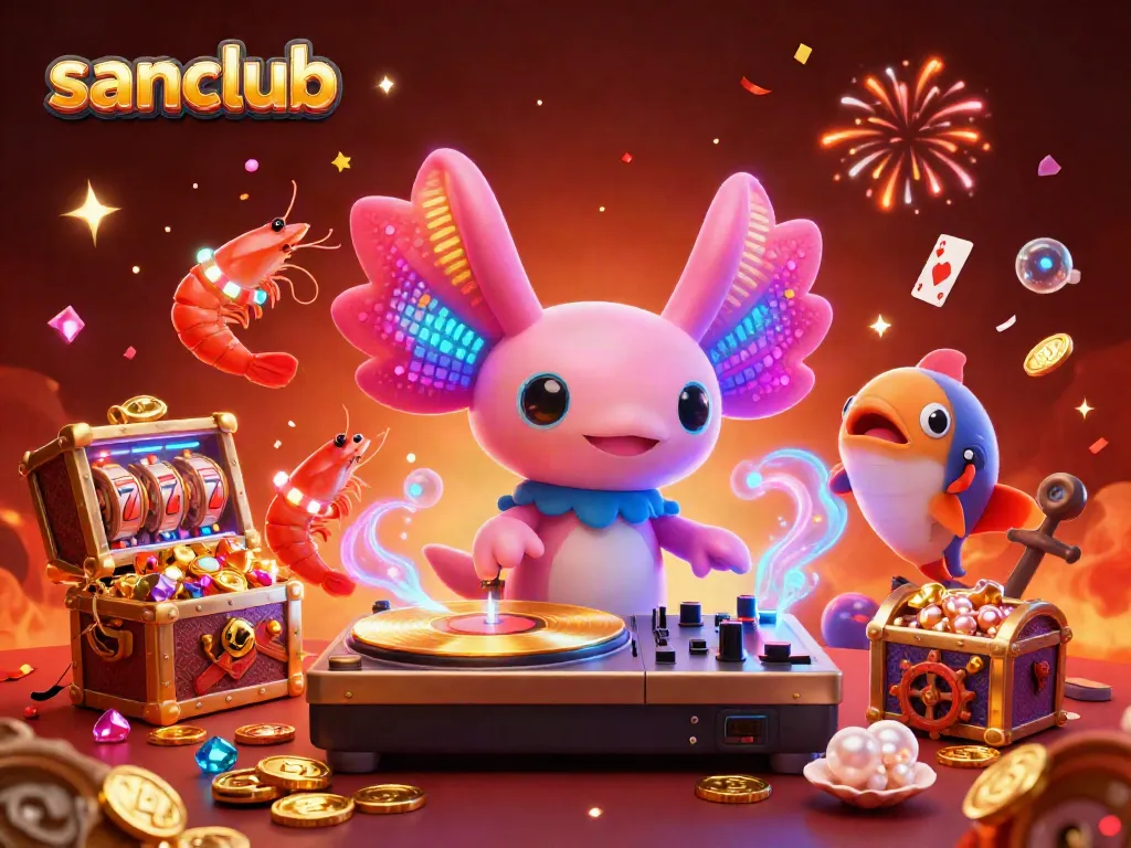Experience the excitement of sanclub slots with a vibrant underwater DJ scene full of coins and gems.