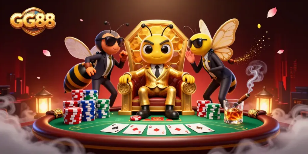 Engage in thrilling poker battles at GG88 with dynamic characters and vibrant gaming elements.