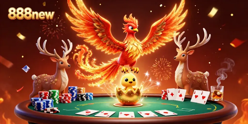 Experience the thrill of online gaming with 888new's vibrant casino scene featuring dynamic characters and game elements.