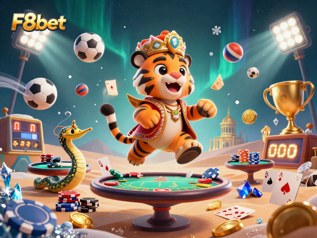 Winning at F8bet with strategic poker tactics and vibrant casino elements in 3D illustration