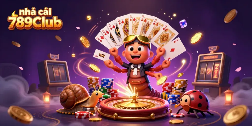 Experience excitement at Nhà cái 789Club with vibrant casino characters and dynamic gaming elements.