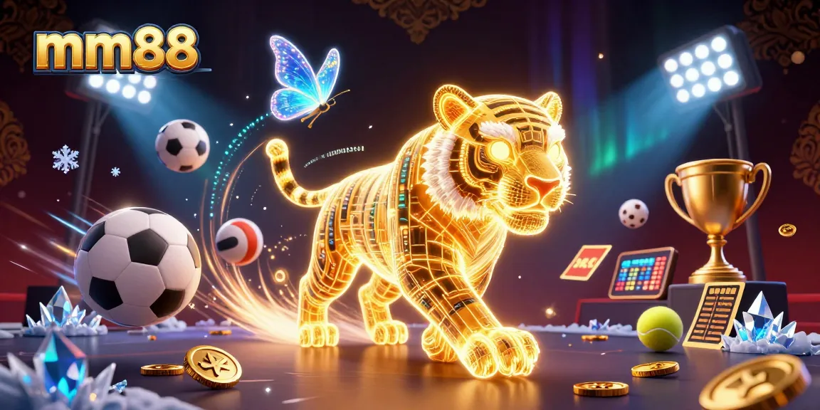 Experience mm88's vibrant casino energy with a golden tiger and holographic butterflies!