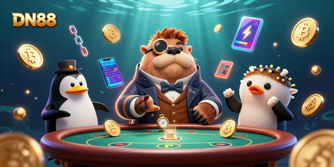 Join the jolly walrus at the DN88 underwater poker table for high-stakes excitement.
