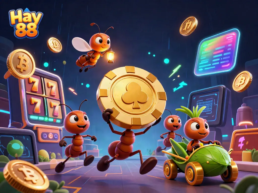 Experience the thrill of Hay 88 as ants make a high-stakes heist in a vibrant casino setting.