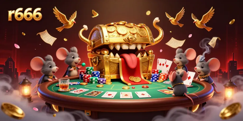 Engaging r666 themed illustration featuring casino elements and rich visuals of adventure.