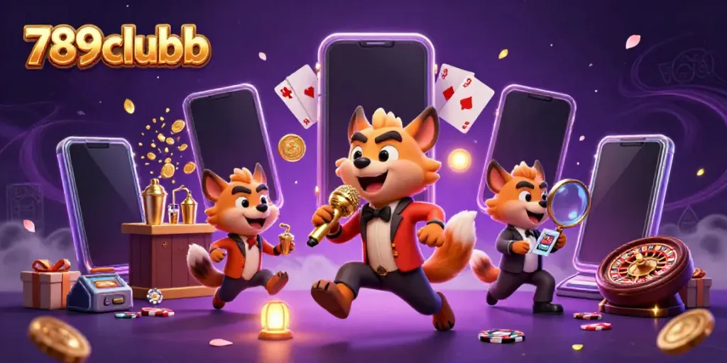 Experience the vibrant 789clubb comedy casino scene with hyena comedians, bartenders, and gaming excitement.