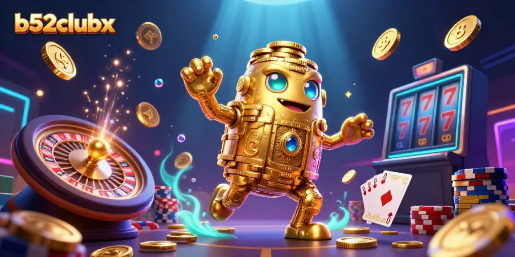 Experience thrilling gameplay at b52clubx with vibrant 3D slot machine and casino elements.