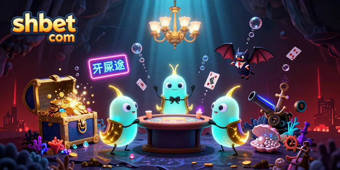 Experience the excitement at shbet com with glowing glowworms illuminating a lively underwater casino.