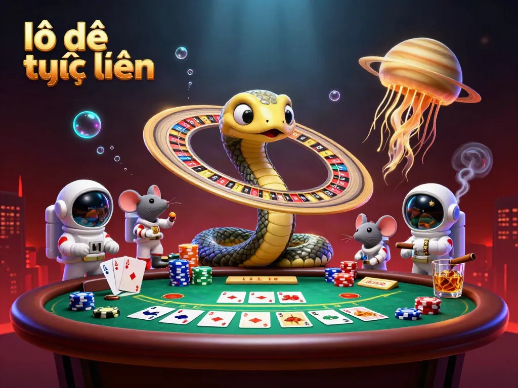 Engage in lô đề trực tuyến as astronaut mice bet on a cosmic roulette wheel made of Saturn's rings.