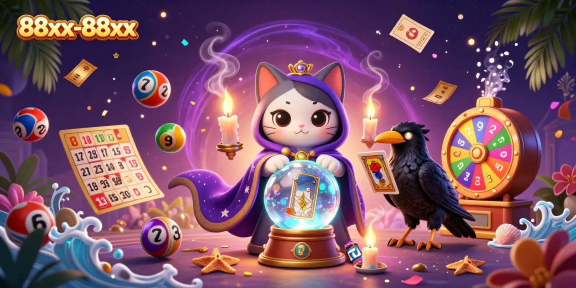 Experience excitement with the 88xx-88xx lottery scene featuring colorful balls and mystical elements.